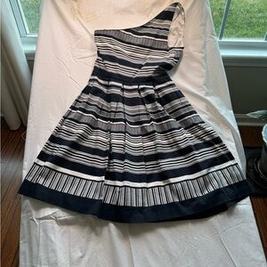 White House Black Market Striped One-Shoulder Dress